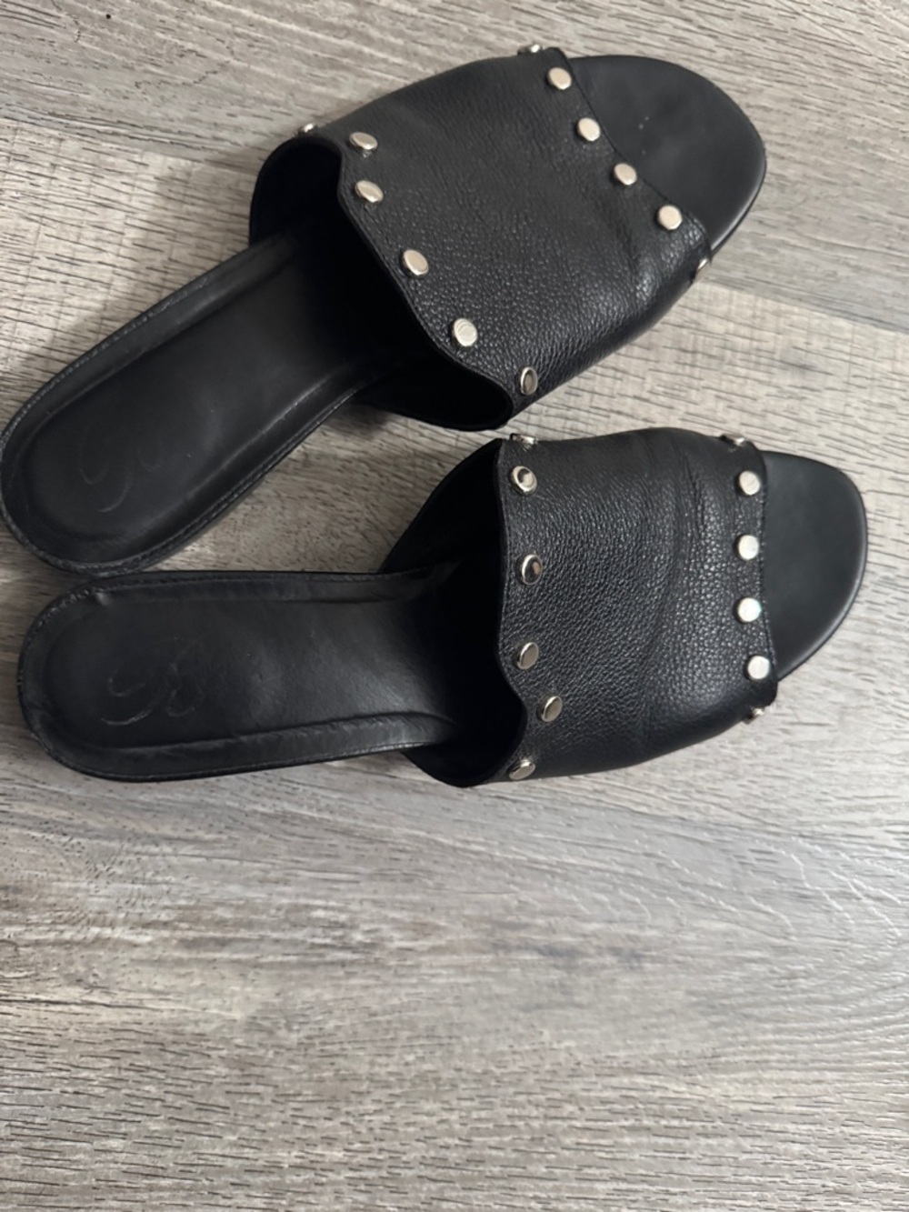 Brighton Black Studded Slide Mules - Picture 9 of 9